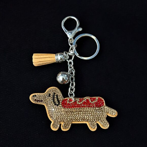 Cute Cartoon Dachshund Keychain Rhinestone Key Chain - Picture 2 of 3